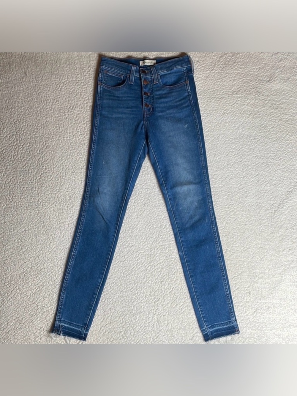 Madewell Denim Jeans Button Fly Raw Hem 10” High Rise Skinny Size 26